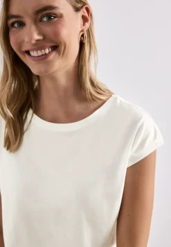 Shirt met boothals en decoratief detail