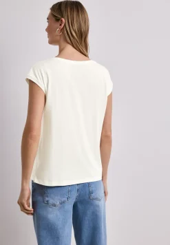 Shirt met boothals en decoratief detail