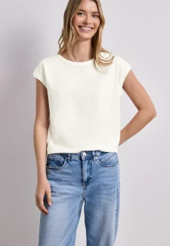 Shirt met boothals en decoratief detail