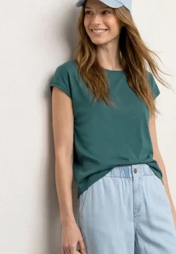 Shirt met boothals en decoratief detail