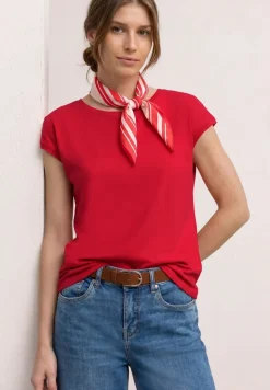 Shirt met boothals en decoratief detail