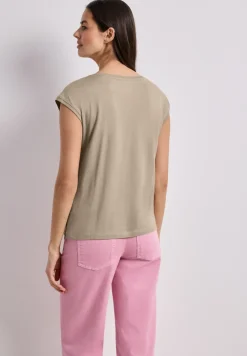 Shirt met boothals en decoratief detail