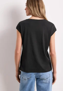 Shirt met boothals en decoratief detail