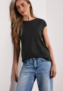 Shirt met boothals en decoratief detail