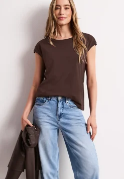 Shirt met boothals en decoratief detail