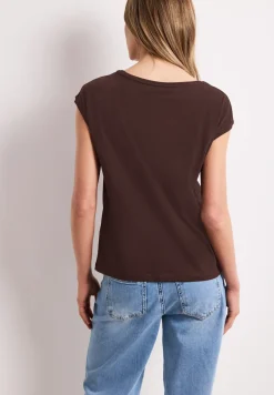Shirt met boothals en decoratief detail