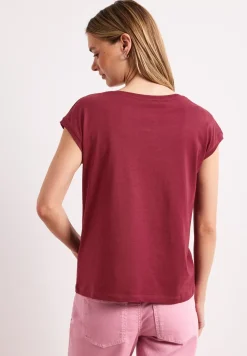 Shirt met boothals en decoratief detail