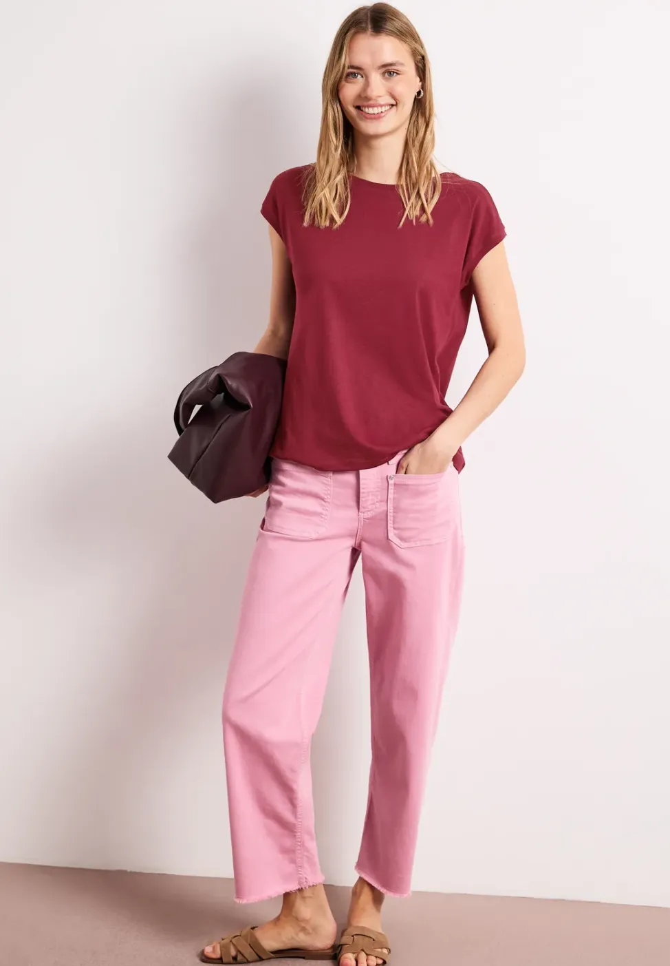 Shirt met boothals en decoratief detail