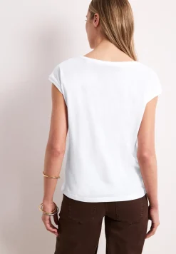 Shirt met boothals en decoratief detail