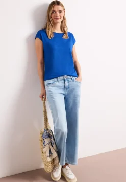 Shirt met boothals en decoratief detail