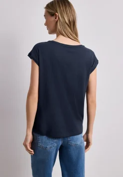 Shirt met boothals en decoratief detail