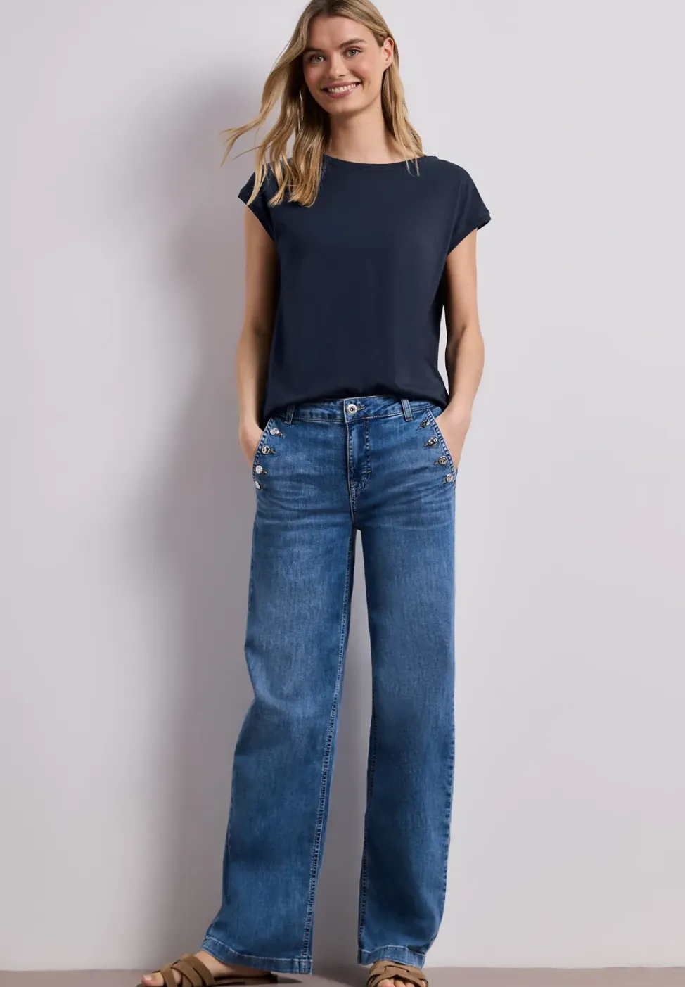 Shirt met boothals en decoratief detail