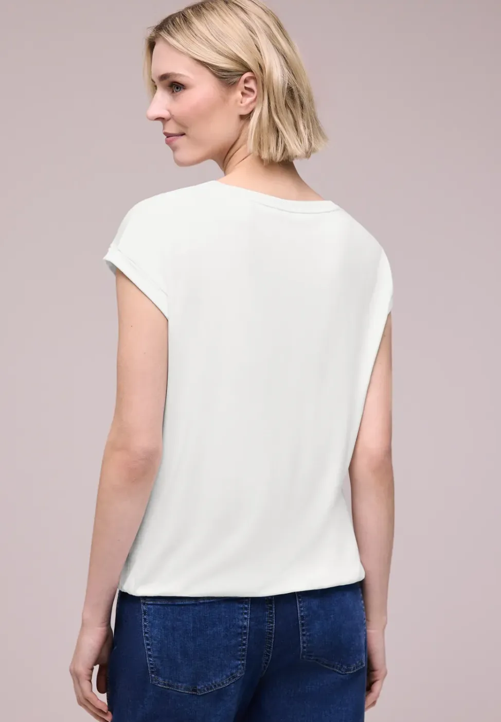 Shirt met boothals en decoratieve tape