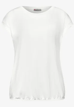Shirt met boothals en decoratieve tape