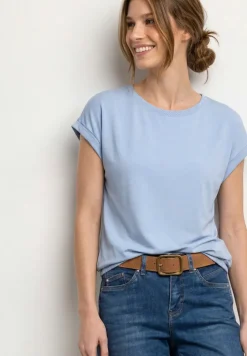 Shirt met boothals en decoratieve tape