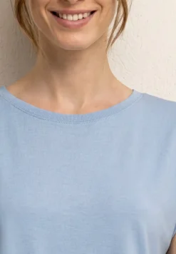 Shirt met boothals en decoratieve tape