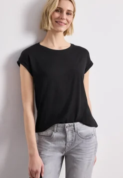 Shirt met boothals en decoratieve tape