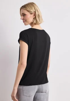 Shirt met boothals en decoratieve tape