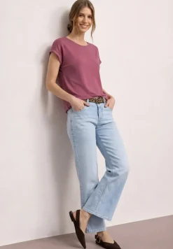 Shirt met boothals en decoratieve tape