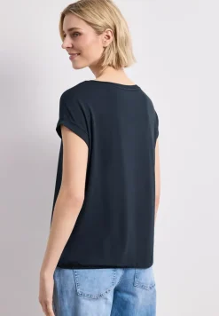 Shirt met boothals en decoratieve tape