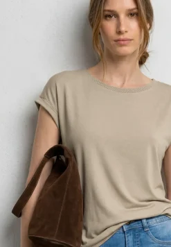 Shirt met boothals en decoratieve tape