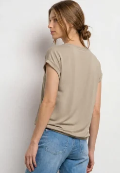 Shirt met boothals en decoratieve tape