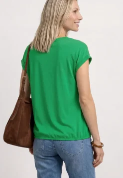 Shirt met boothals en decoratieve tape