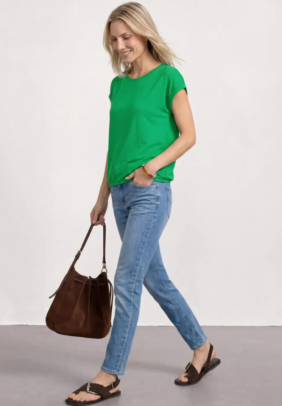 Shirt met boothals en decoratieve tape