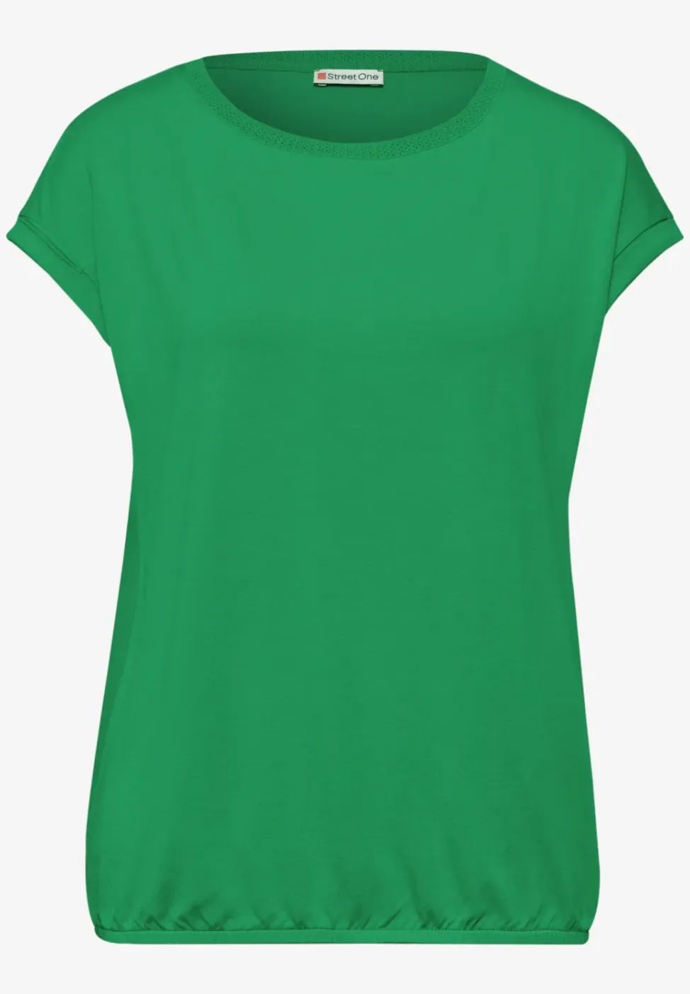 Shirt met boothals en decoratieve tape