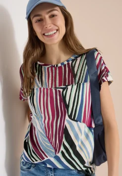 Shirt met boothals en mesh inzet