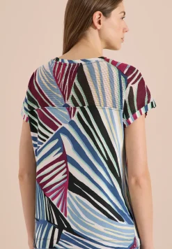 Shirt met boothals en mesh inzet