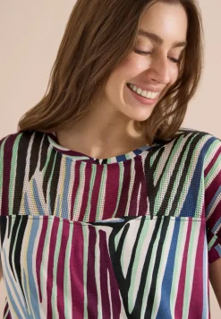 Shirt met boothals en mesh inzet