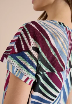 Shirt met boothals en mesh inzet