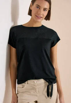 Shirt met boothals en mesh inzet