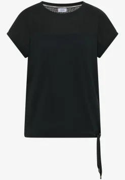 Shirt met boothals en mesh inzet