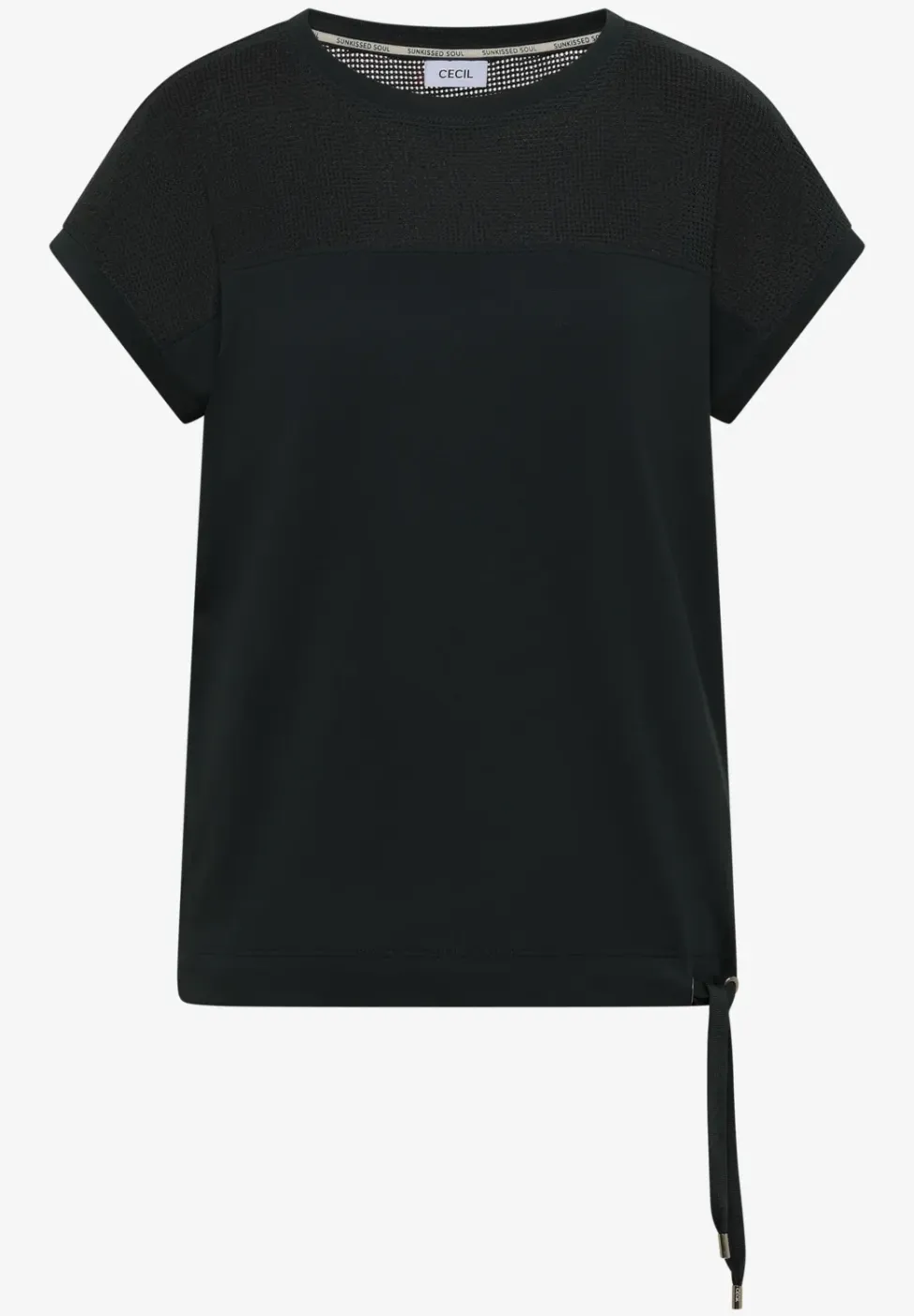 Shirt met boothals en mesh inzet