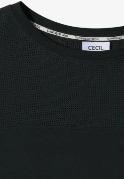 Shirt met boothals en mesh inzet