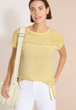 Shirt met boothals en mesh inzet