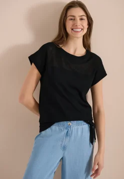 Shirt met boothals en mesh inzet