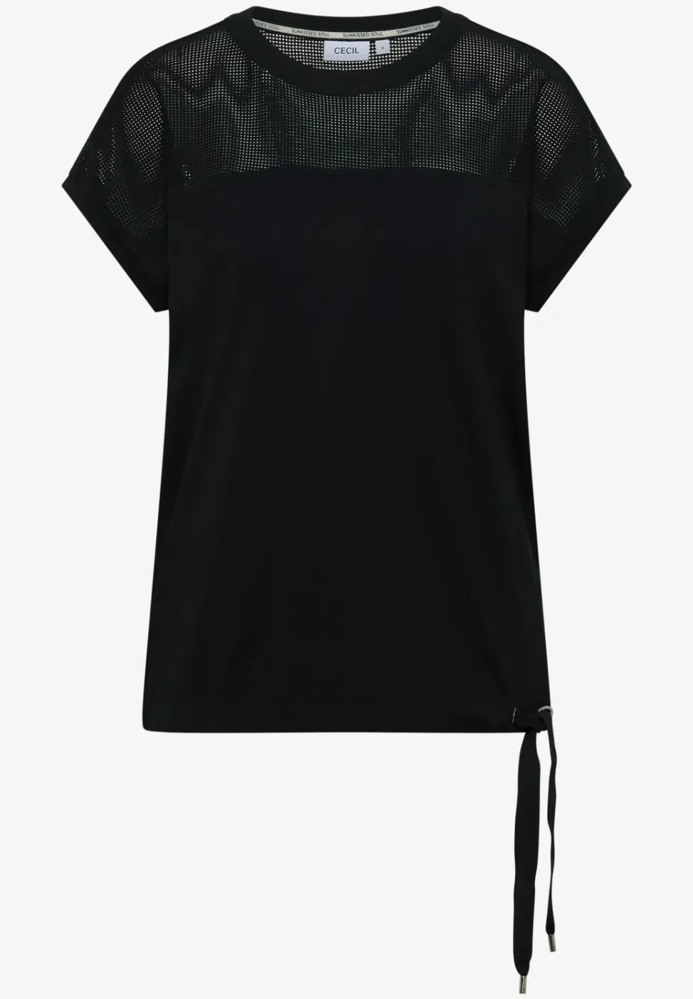 Shirt met boothals en mesh inzet