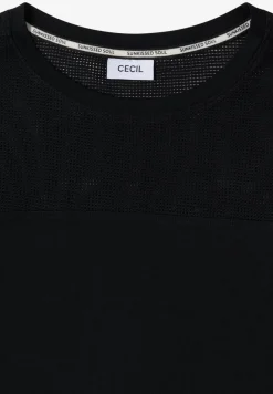 Shirt met boothals en mesh inzet