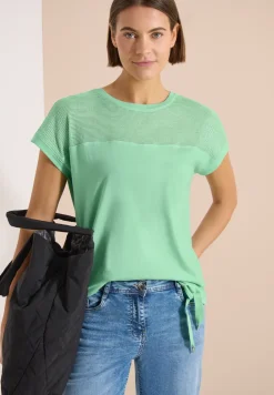 Shirt met boothals en mesh inzet