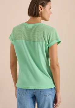 Shirt met boothals en mesh inzet