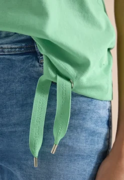 Shirt met boothals en mesh inzet