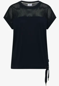 Shirt met boothals en mesh inzet