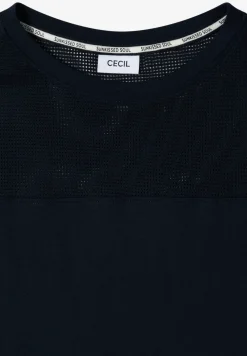 Shirt met boothals en mesh inzet
