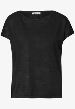 Shirt met boothals en smokdetail