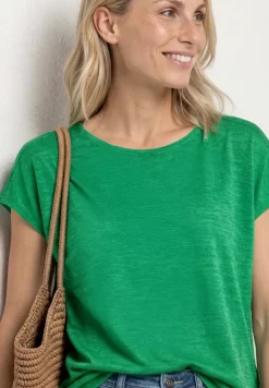 Shirt met boothals en smokdetail