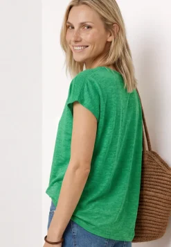 Shirt met boothals en smokdetail