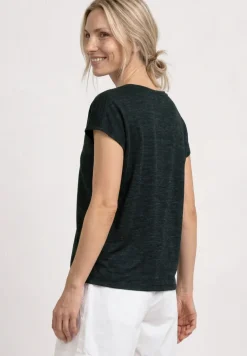 Shirt met boothals en smokdetail